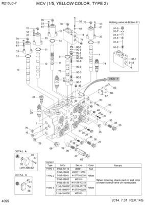 قطع غيار آلات البناء صمام التحكم الرئيسي الهيدروليكي لـ Hyundai R210LC7 R210LC7H R215LC7 RD210-7 RD220-7 الحفار